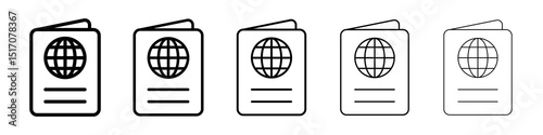 Visa icon graphic set. trendy stroke line style