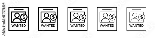 Wanted icon graphic set. trendy stroke line style