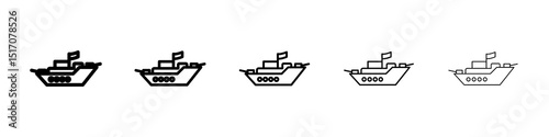 Warship icon graphic set. trendy stroke line style