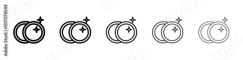 Washing dishes icon graphic set. trendy stroke line style