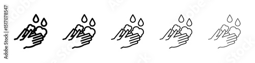 Wash hands icon graphic set. trendy stroke line style