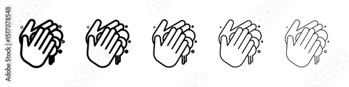Wash your hands icon graphic set. trendy stroke line style