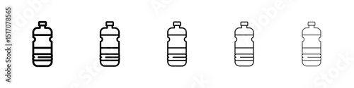 Water bottle icon graphic set. trendy stroke line style