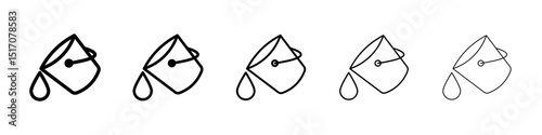 Water bucket icon graphic set. trendy stroke line style