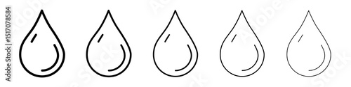 Water drop icon graphic set. trendy stroke line style