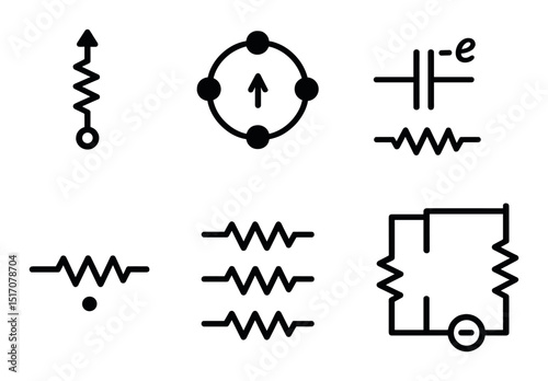 Electrical components icon set: sleek silhouette symbols for circuits and schematics