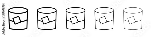 Whiskey Glass icon graphic set. trendy stroke line style