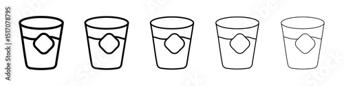 Whiskey Glass icon graphic set. trendy stroke line style