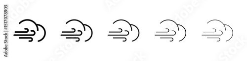 Wind clouds icon graphic set. trendy stroke line style