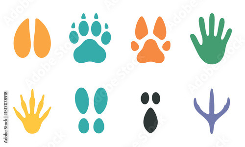 Animal footprint silhouette icon set. wildlife, nature track symbols