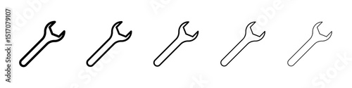 Wrench icon graphic set. trendy stroke line style