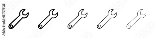Wrench icon graphic set. trendy stroke line style