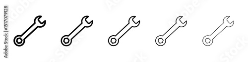 Wrench icon graphic set. trendy stroke line style