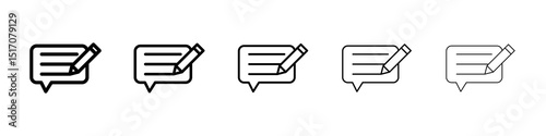 Write comment icon graphic set. trendy stroke line style