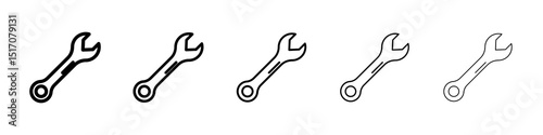 Wrench icon graphic set. trendy stroke line style