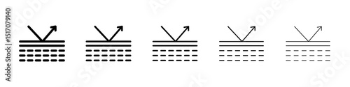 Wrinkles face reflection icon graphic set. trendy stroke line style