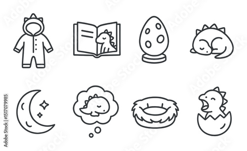 Dinosaur silhouette icon set. prehistoric and jurassic symbols for design