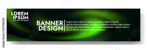 Modern banner design with a vibrant lime swirl background