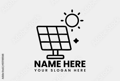 Solar panel icon absorbing sunlight for renewable energy production. Green technology concept