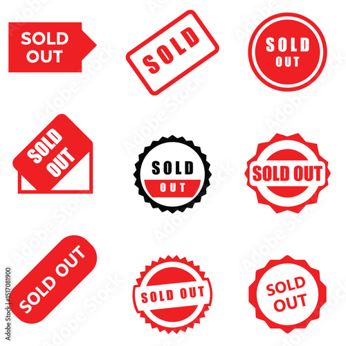 Premium Sold Out Vector Icons. Ecommerce Sold Out Icon Pack, 9  Sold Out Labels, Mega Bundle for Shopify, WooCommerce & Amazon Sellers.