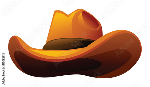 Cowboy hat with curved brim, western fashion style. Vector cartoon illustration