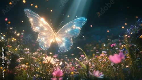 Luminous Butterfly in Enchanted Meadow