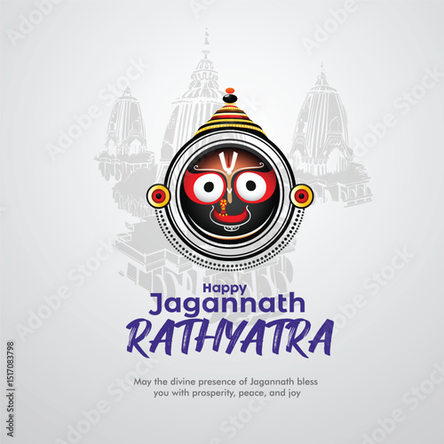 Vector design of Ratha Yatra of Lord Jagannath, Balabhadra and Subhadra for the ocassion of Odisha god Rathyatra Festival