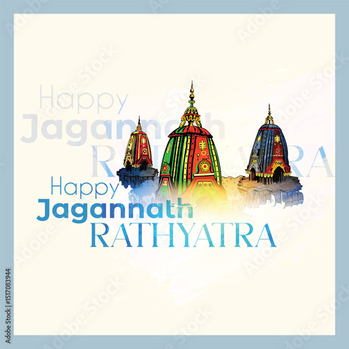 Vector design of Ratha Yatra of Lord Jagannath, Balabhadra and Subhadra for the ocassion of Odisha god Rathyatra Festival