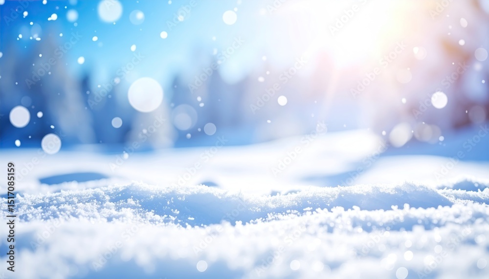 Fototapeta premium Winter wonderland scene with snow and bokeh