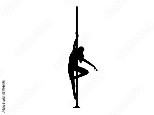 silhouette of a woman doing yoga exercise and pole dancing