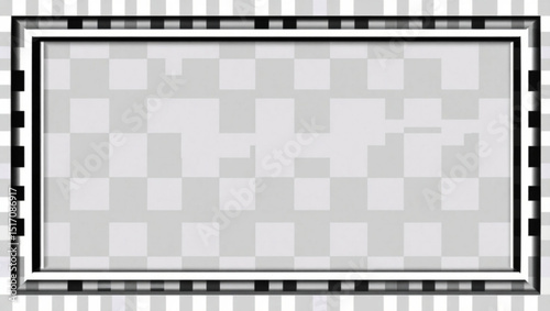 Rectangular frame with black and white checkered border and transparent checkered background inside frame created with generated ai