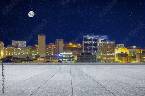 Fototapeta Naklejka Na Ścianę i Meble -  outdoor road skyline city building landscape sky night moon cityscape street travel
