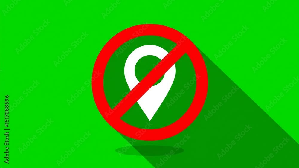 Prohibited location sign animation on green screen for location services restriction concept Prohibited location sign animation on green screen for location services restriction concept