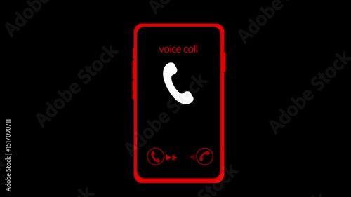 Mobile Device Broadcasting Signal Animation, Minimalist Smartphone Voice Call Animated