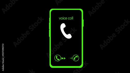 Mobile Device Broadcasting Signal Animation, Minimalist Smartphone Voice Call Animated