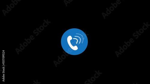 Animated Phone with Circular Signal Waves, Minimal Phone Wave Signal Abstract Loop Animation
