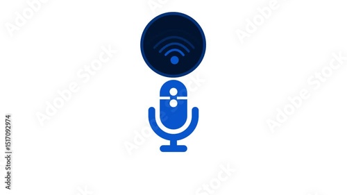 Minimalist Microphone and Wi-Fi Icon Design Animation, Voice Signal Animation from Microphone