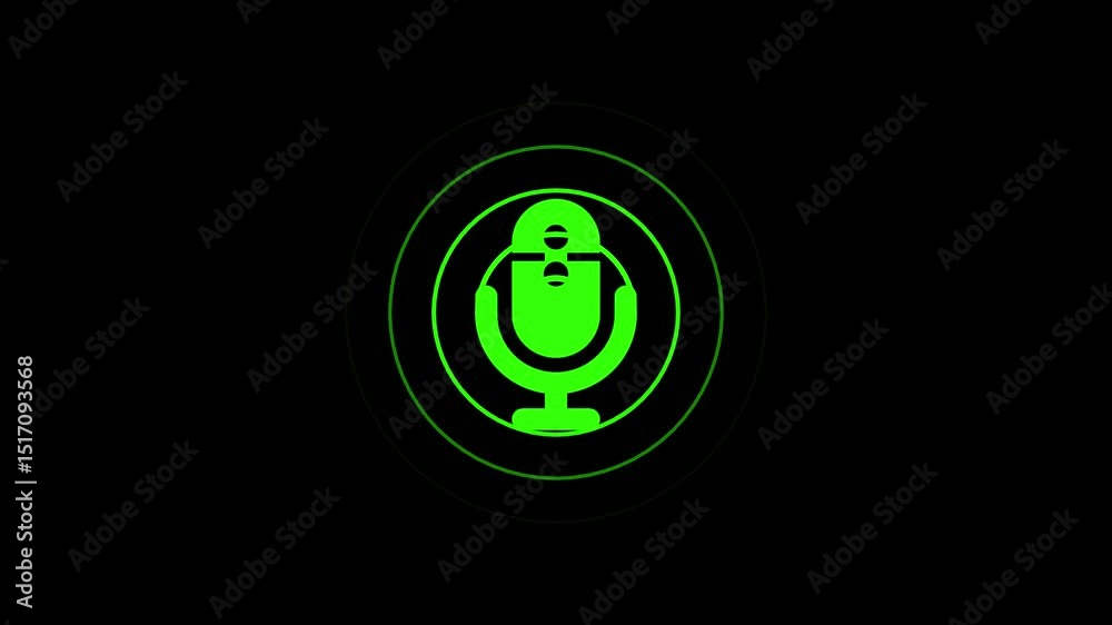 Simple Microphone with Radiating Waveform Animation, Sound Waves from Mic Audio Broadcast Animation Simple Microphone with Radiating Waveform Animation, Sound Waves from Mic Audio Broadcast Animation
