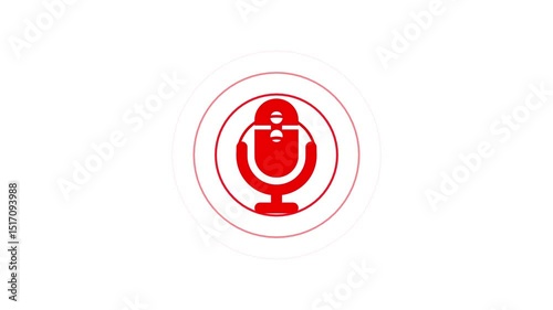 Simple Microphone with Radiating Waveform Animation, Sound Waves from Mic Audio Broadcast Animation