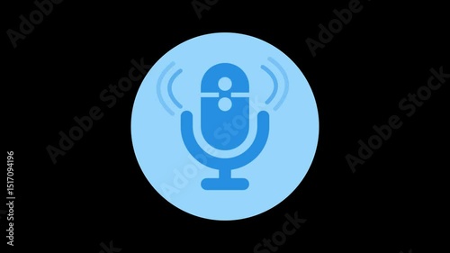 Mic Voice Signal Transmission, Animated Microphone Sending Out Sound Waves