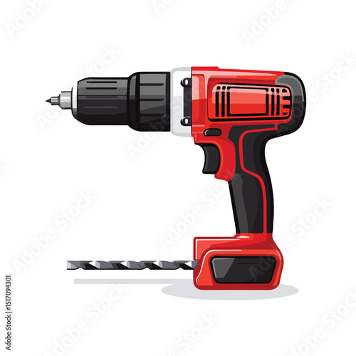 Professional Electric Drill Tool Icon Vector Illustration for Industrial Projects