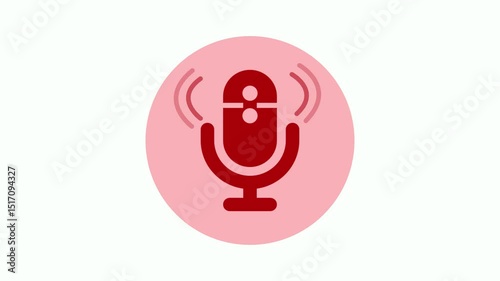 Mic Voice Signal Transmission, Animated Microphone Sending Out Sound Waves