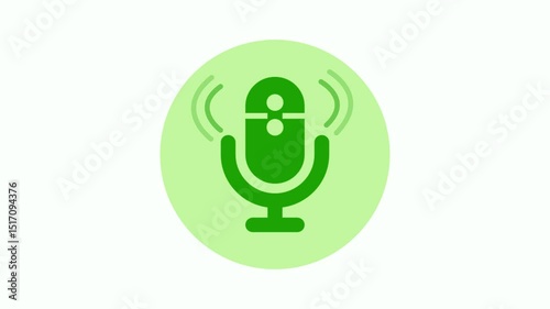 Mic Voice Signal Transmission, Animated Microphone Sending Out Sound Waves