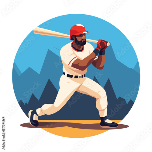 Professional Flat Design Baseball Player Icon Vector Illustration for Sports Websites and Apps