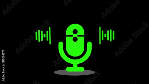 Vintage Microphone with Sound Waves Animated, Microphone Sound Pulse Animation Audio Visualizer