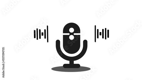 Vintage Microphone with Sound Waves Animated, Microphone Sound Pulse Animation Audio Visualizer