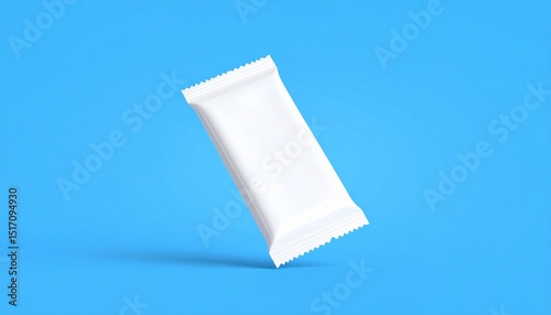 Clear blank white sugar packet mock up.Empty closed paper sac mockup for food sweetener. 