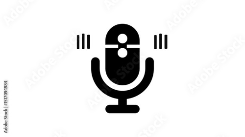 Broadcast Mic with Audio Wave Signal Emission Animated, Voice Recording Concept Microphone Signal Animation
