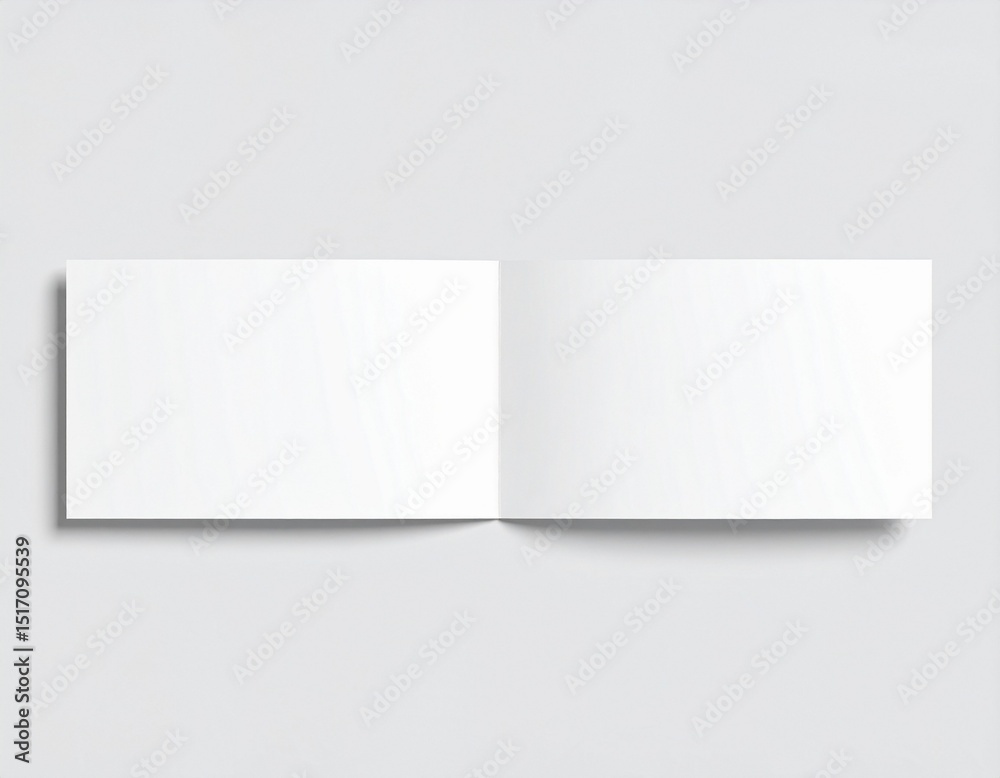 Blank A4 photorealistic landscape brochure mockup on light grey background. Blank A4 photorealistic landscape brochure mockup on light grey background.