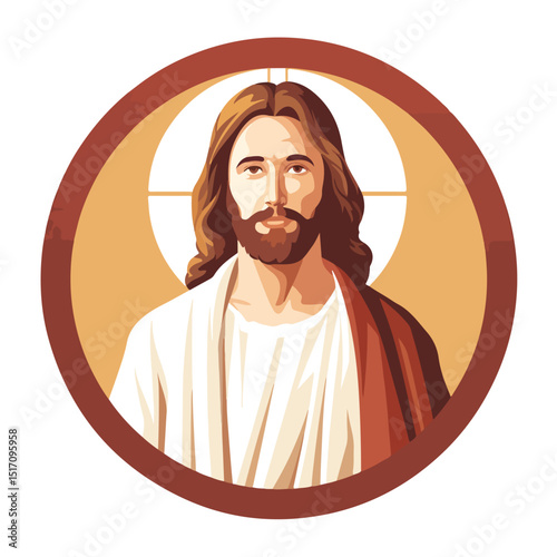 Sacred Jesus Christ Man Icon Vector Illustration for Religious Designs